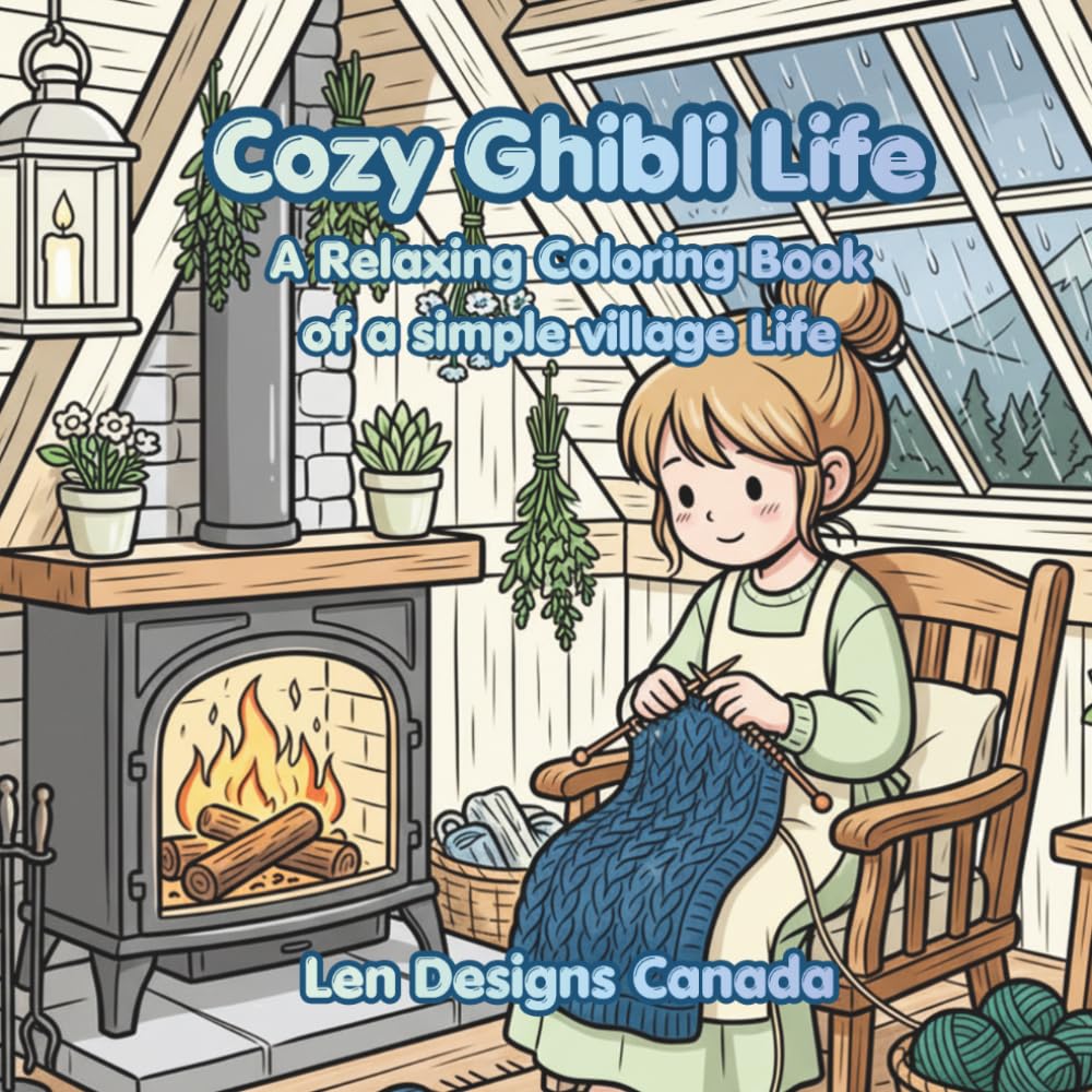 Cozy Ghibli Life: A Relaxing Coloring Book of a Village Everyday Life