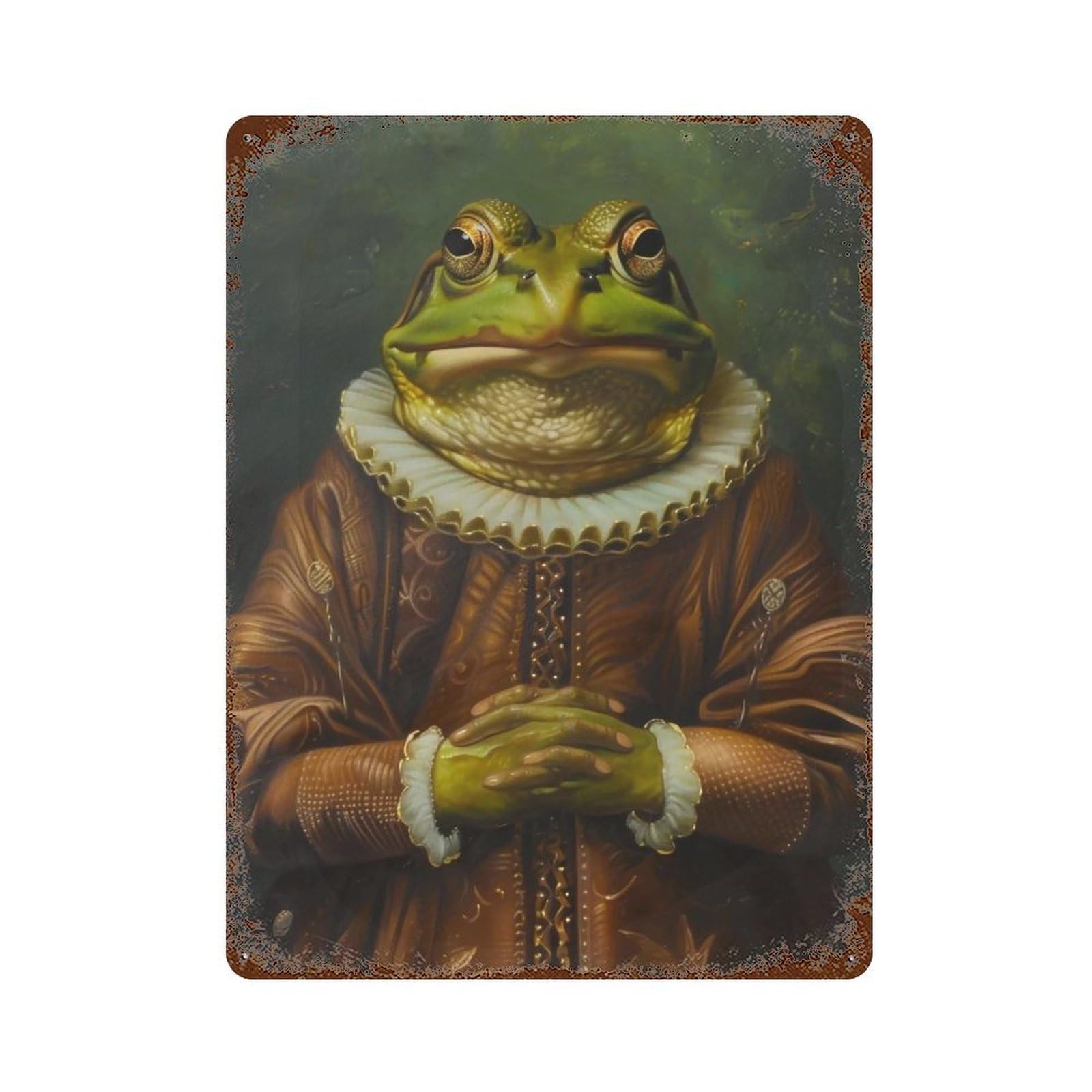 FHUYEURHRY Frog Mona Lisa 01 Wall Decor Retro Iron Vintage Art Metal Tin Sign Poster Modern Home Cofffee Club Art Bar Shop Decorations Style-37 40x30cm