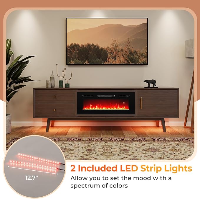 Chimenea Eléctrica COSTWAY 36 Pulgadas con Luces LED miniatura 5