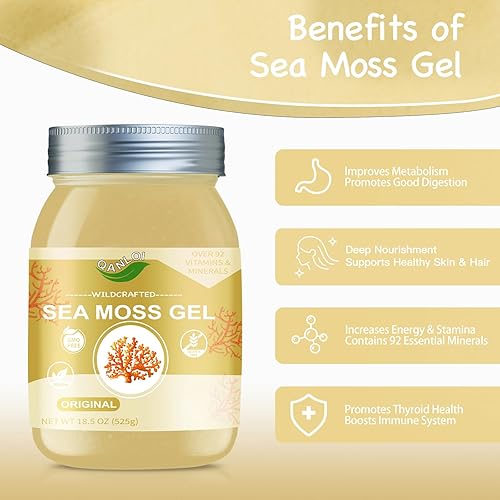 Miniatura 8 de QANLOI Seamoss Raw Organic Gel,Organic Seamoss with Irish Sea Moss,Sea Moss Supplement-Immune Support-15OZ Sea Moss Advanced (Ashwagandha Mango)