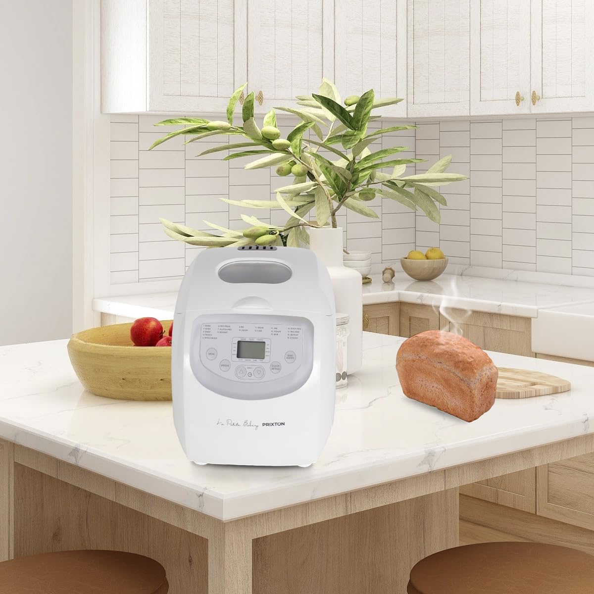 PRIXTON La Petite Bakery - Macchina per il pane e pizza 19 Tipi di Pane 3 Livelli di Tostatura Capacità 1000 g Schermo con pulsanti e Timer