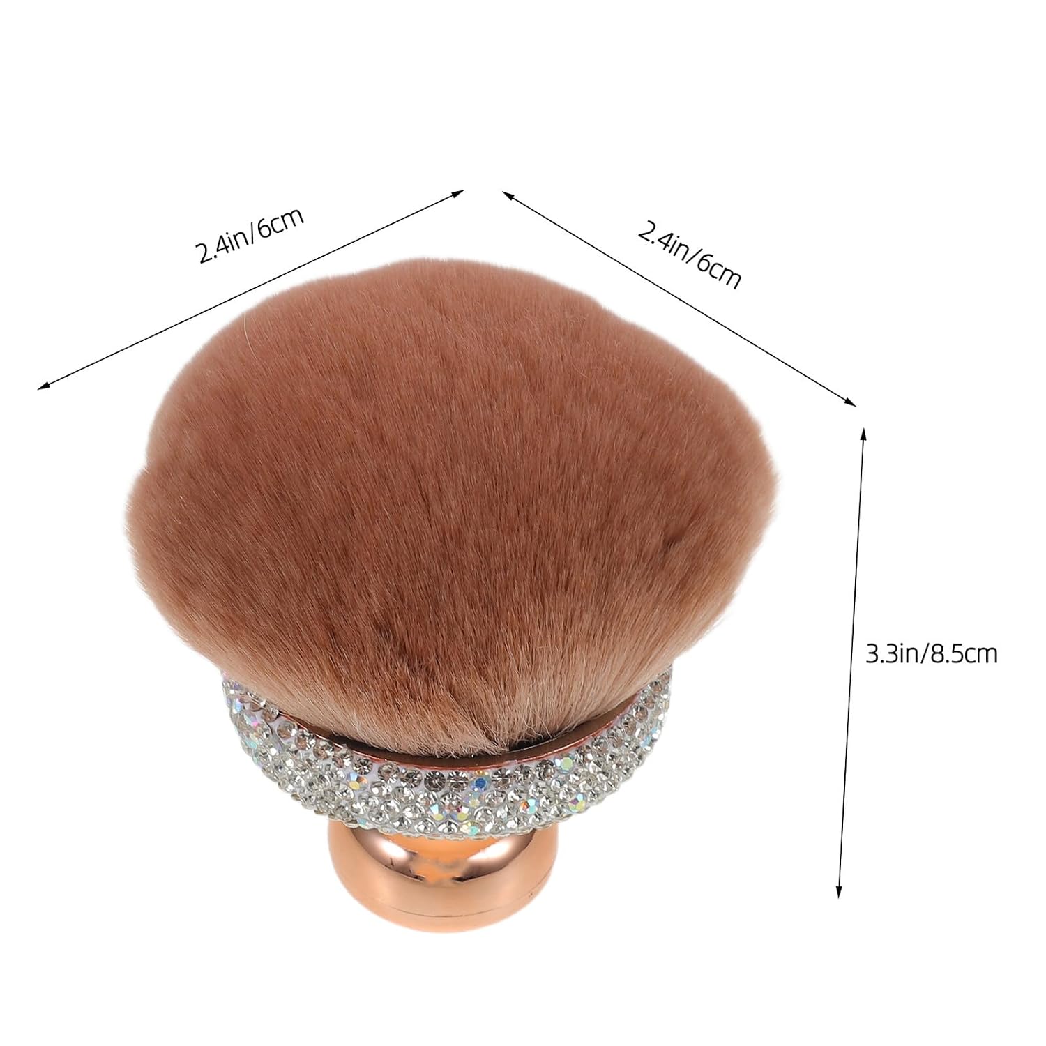 Rhinestone Makeup Brush for Powder Blush, Rose Gold Mushroom Head Soft Bristle Face Powder Brush, Small Contour Tool for Travel and Daily Beauty Use
