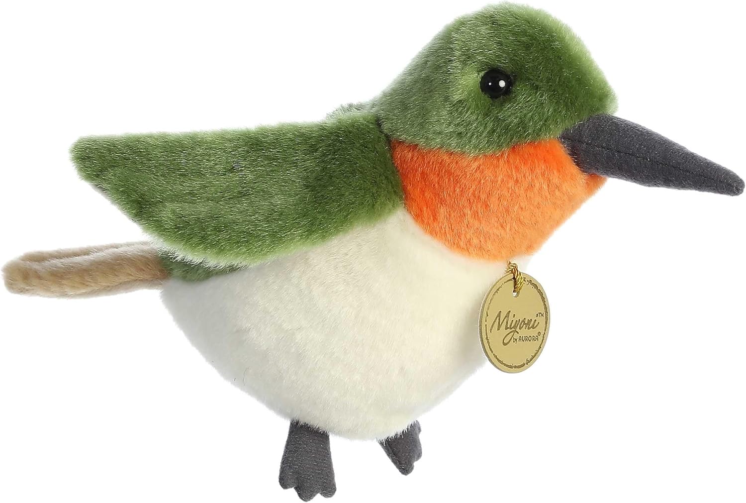 Aurora® Adorable Miyoni® Ruby-Throated Hummingbird Stuffed Animal - Lifelike Detail - Cherished Companionship - Green 9 Inches