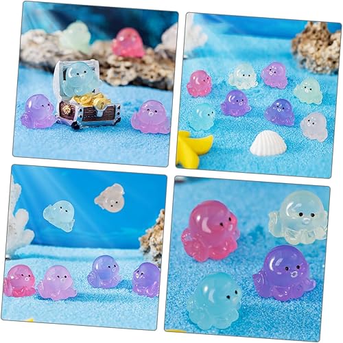 Miniatura 9 de Happyyami 24 piezas de mini decoración luminosa oscura miniatura decoración de acuario plantas marinas accesorios paisaje pulpo maceta en jardín