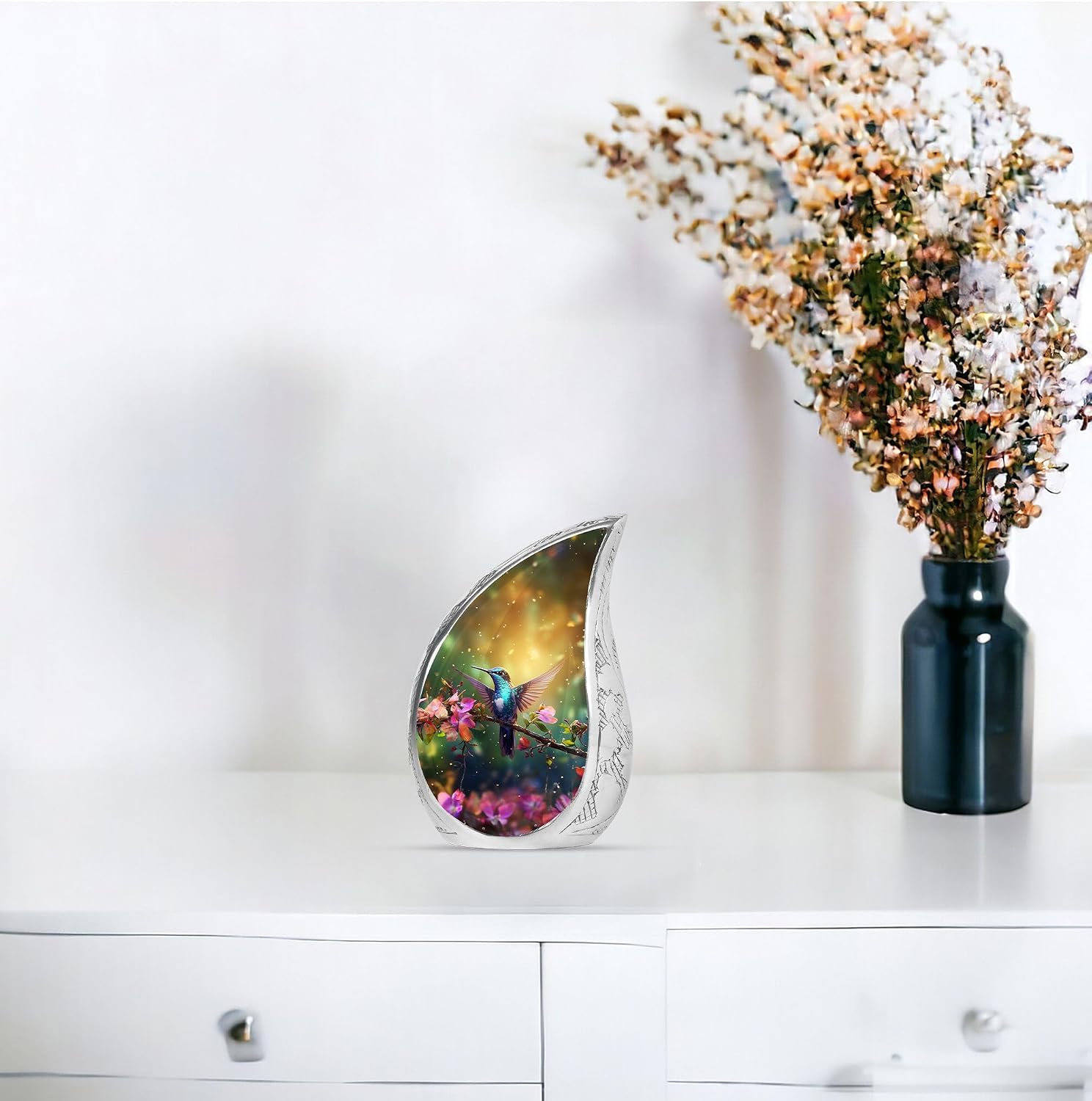 Humming Birds Urn - Tear Drop Urns for Ashes - Cremation Urns for Ashes - Urns for Human Ashes Adult Female - Cremation Urns for Men (3 inch Pack of 1)