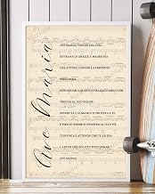 Decor Gift - Ave Maria Song Lyrics Sheet Music Portrait Poster Print (24" x 36")