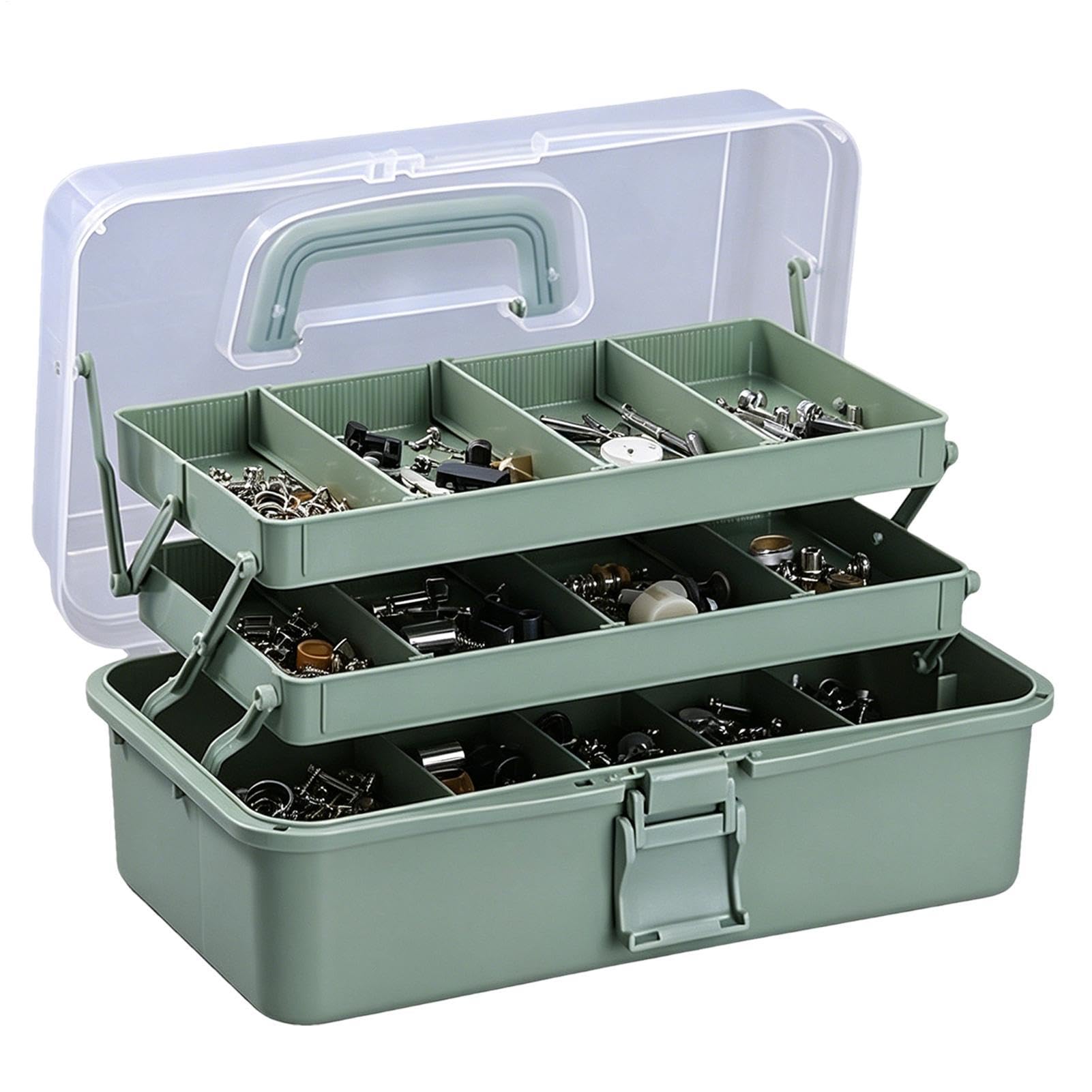 Organizzatore da Scatole d'Arte Scatola Multiuso Divisoria a 3 con Maniglia | Contenitori per Craft per Cucina Camera da Armadio Dispensa Garage Posto di Lavoro Dormitorio Scuola