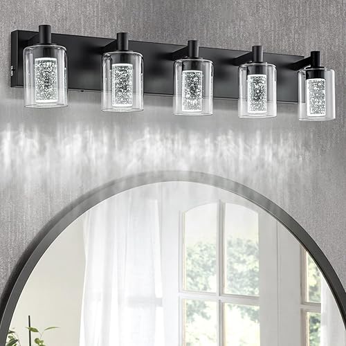 SineRise Lámpara de tocador con 3 modos de color (3000 K4000 K6000 K), lámpara LED de baño con protección ocular, luz de pared moderna regulable