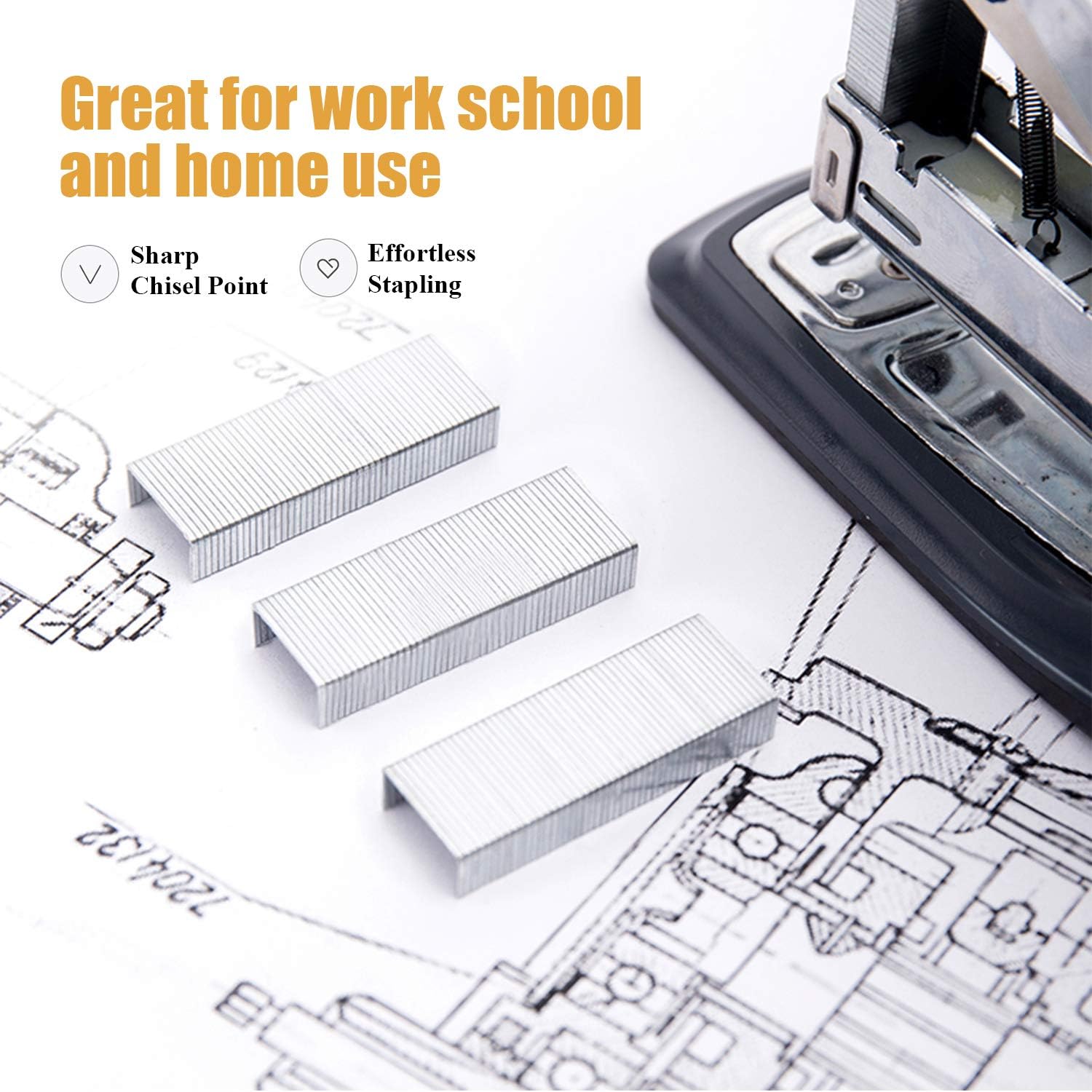 Deli 5,000 Staples, Fits Deli 60 Sheet Capacity Stapler, 3/8" Leg Length Staples of 70 Sheet Capacity, 23/10, Jam Free Sharp Chisel Point Design, 10 Boxes of 500 Staples