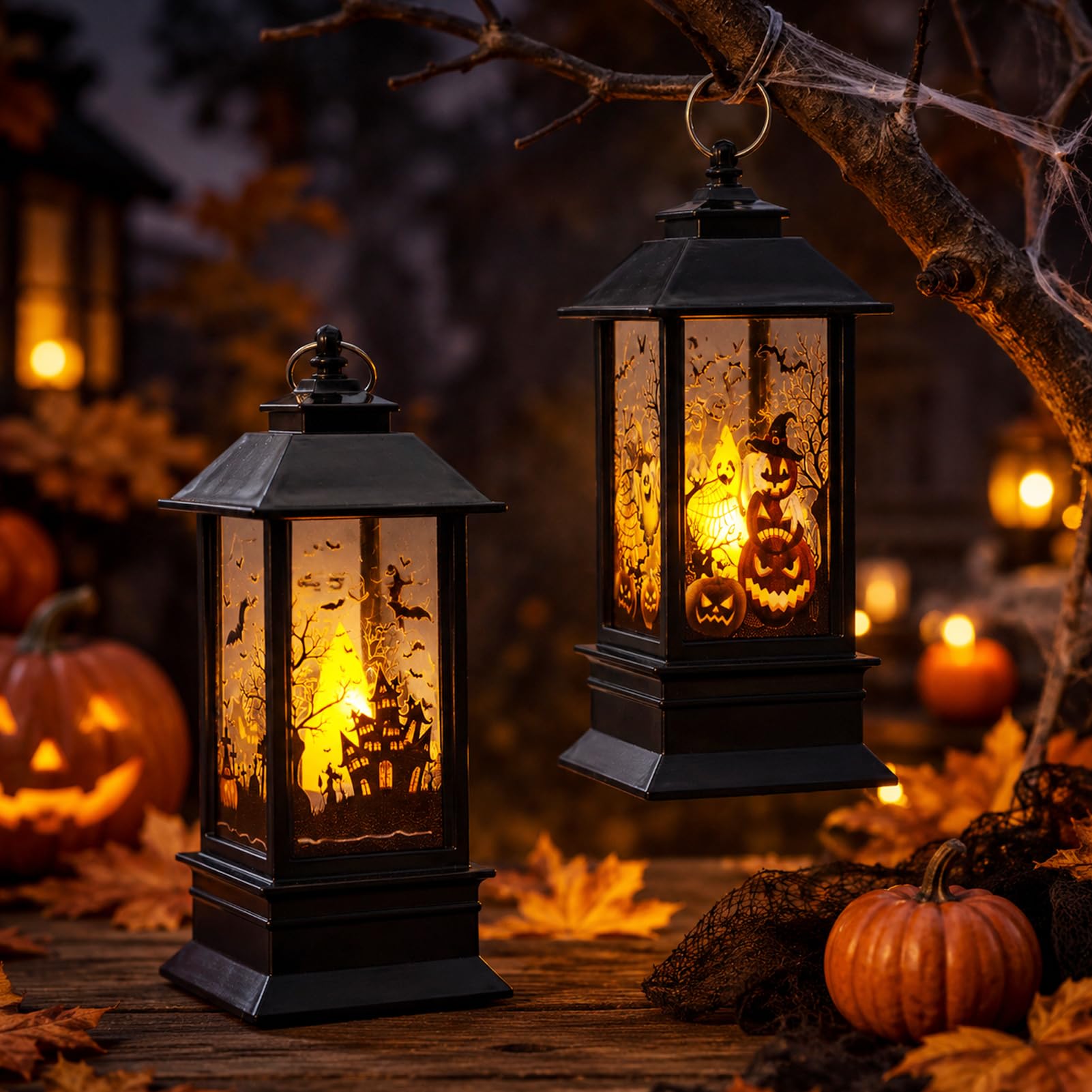 2 Piezas Decoracion Halloween Exterior Interior Linterna — Farol Halloween
