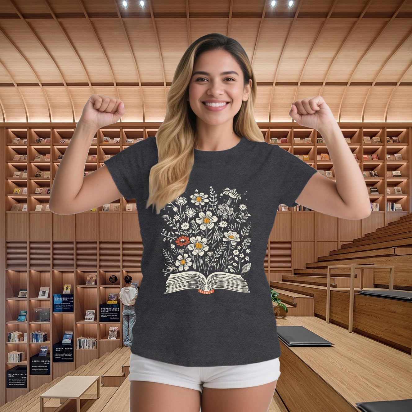 Book Shirts for Women Book Lover Reading T-Shirt Casual Floral Teachers Life Tee Tops image 3