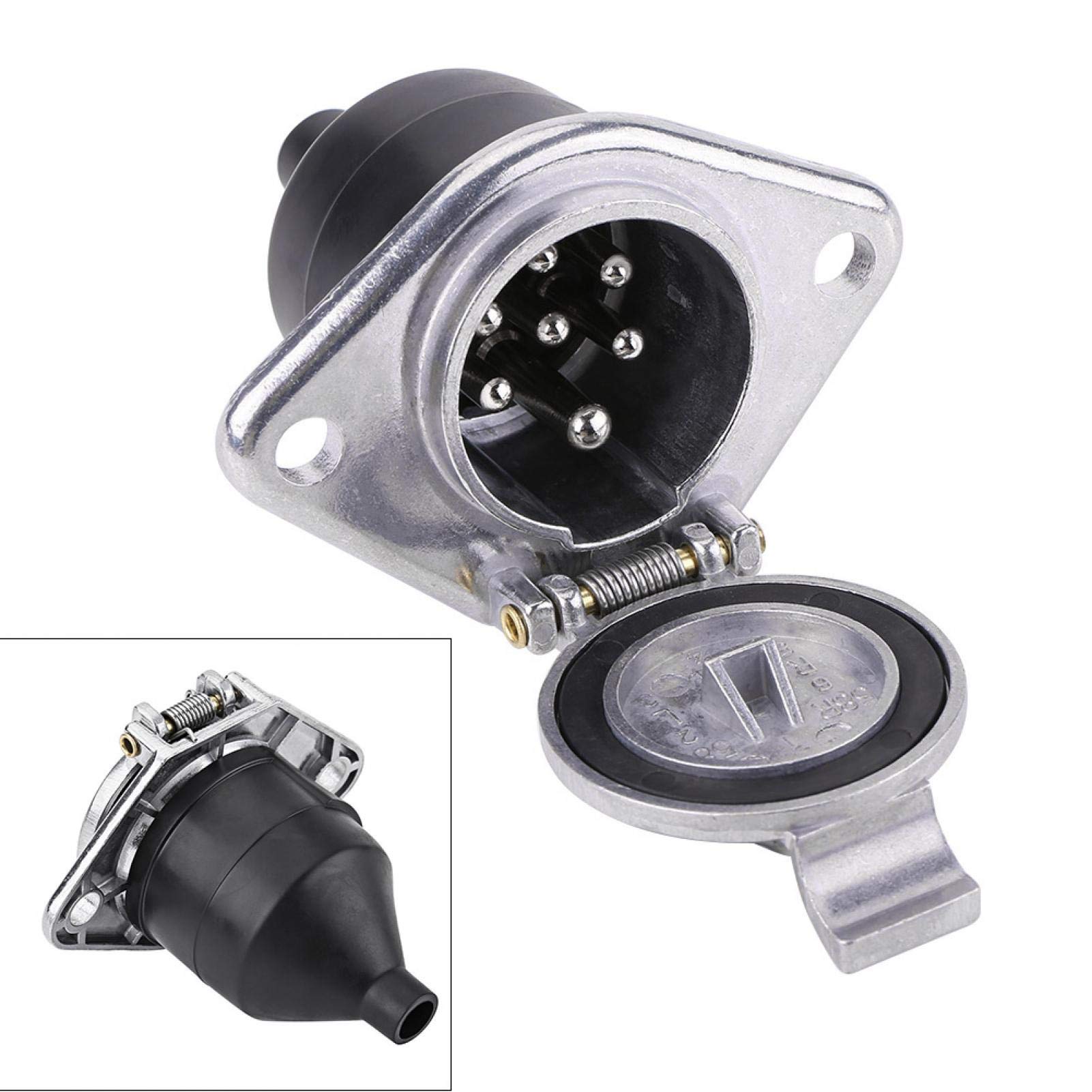 Fydun Connettori per rimorchi, Spina Universale a 7 Pin Cablaggio a 7 Poli Presa Adattatore in Metallo Accessori per Auto di Ricambio per semirimorchio per Veicoli Commerciali a 24V