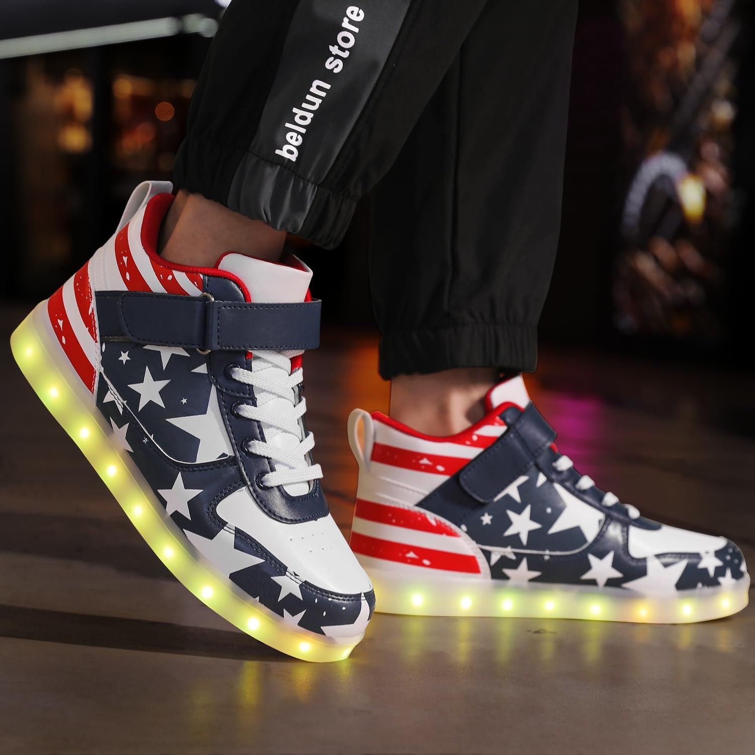 JEVRITE Unisex LED Light Up High Top Sneakers - USB Charging for Women & Men - Couples Shoes - Image 5