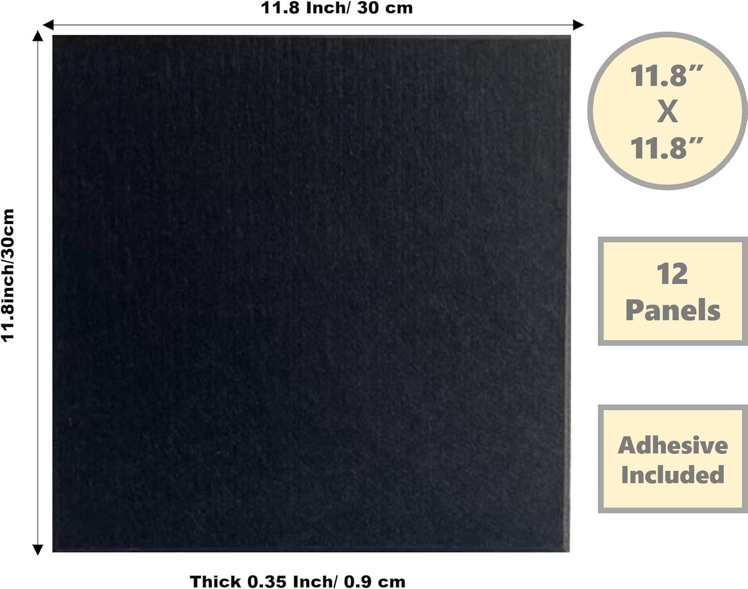 12-Pack Black Felt Wall Tiles(11.8“x11.8”Each), 47.2“x 35.4” Large Cork Board Alternative, Self-Adhesive Bulletin Pin Board for Office Home Kitchen Photos & Memos