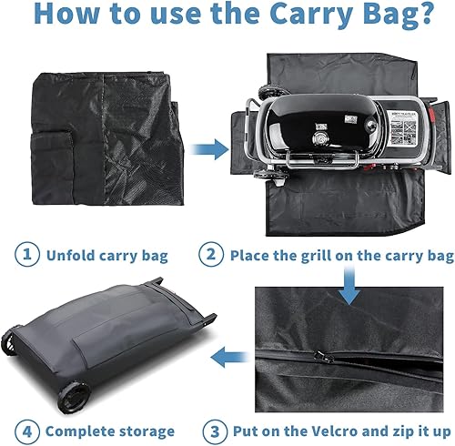 Miniatura 4 de Grisun 7030 Funda protectora de carga para Weber 9010001 Traveler parrilla de gas portátil, resistente al agua 600D bolsa de almacenamiento portátil