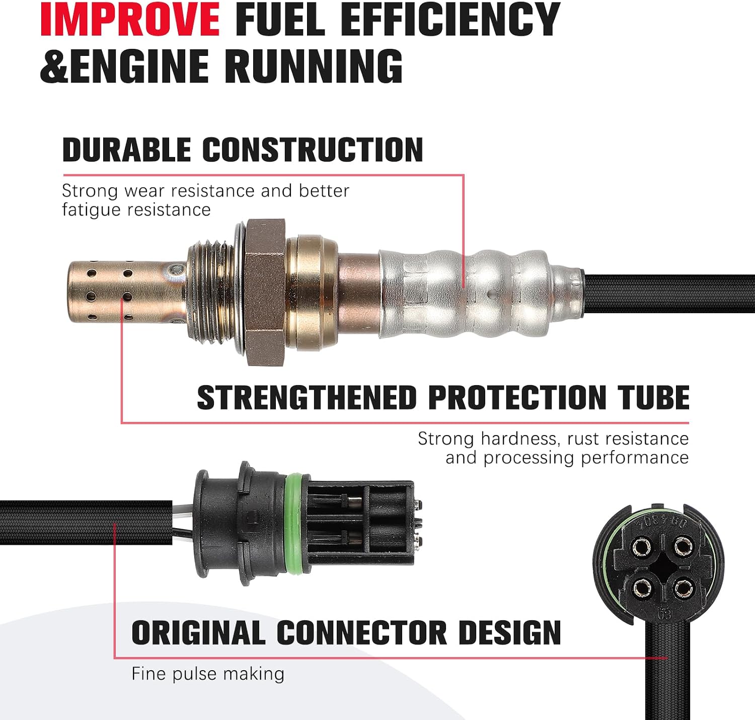 O2 Oxygen Sensor Compatible for BMW 128i 135i 325i 328i 535i 550i 650i 335i 528i 740i 750i X3 X5 X6 Z4, Downstream, Replace# 11787545074