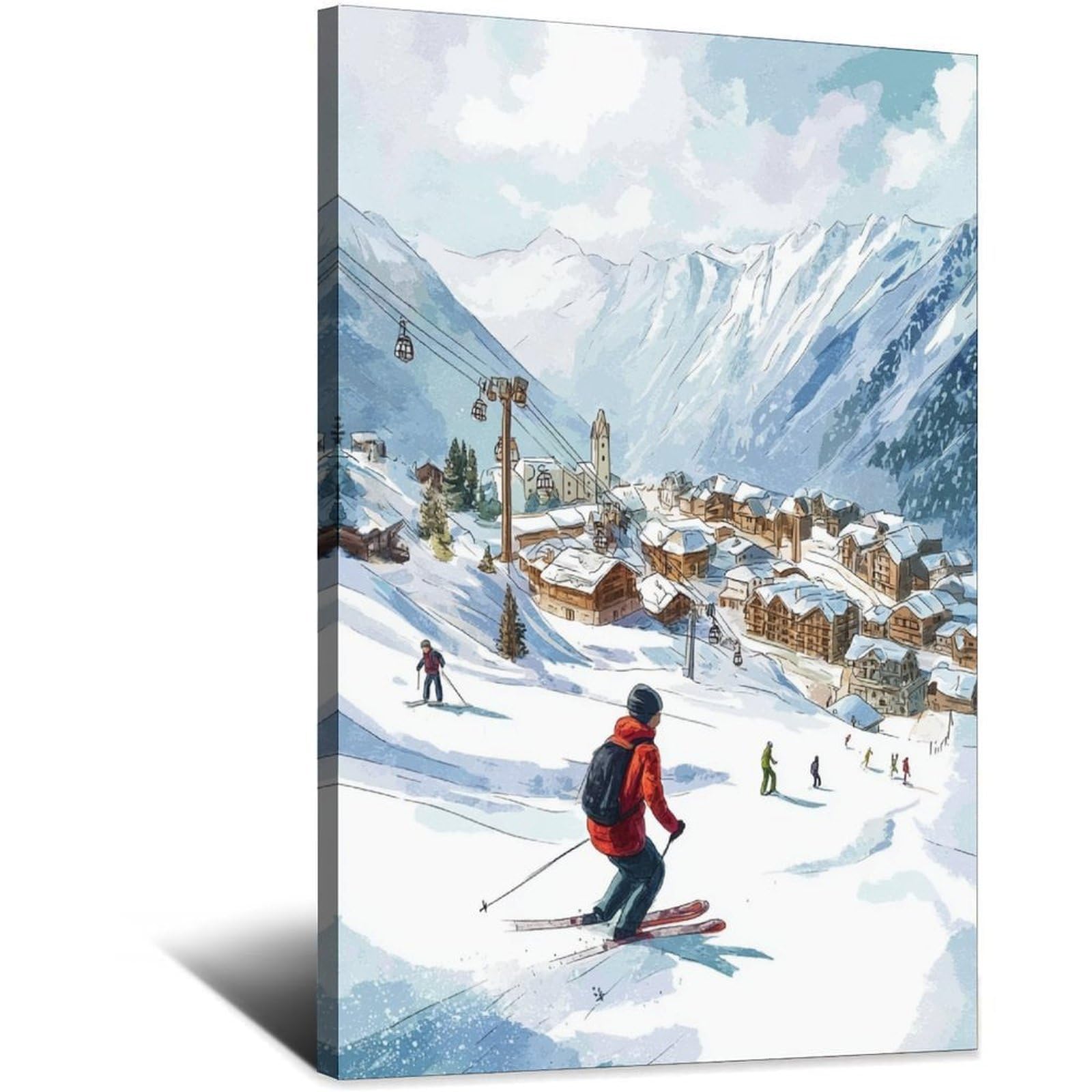 CFXNGA Val D'Isère France Ski Posters 24x36inch(60x90cm) Vintage Watercolor Canvas Art