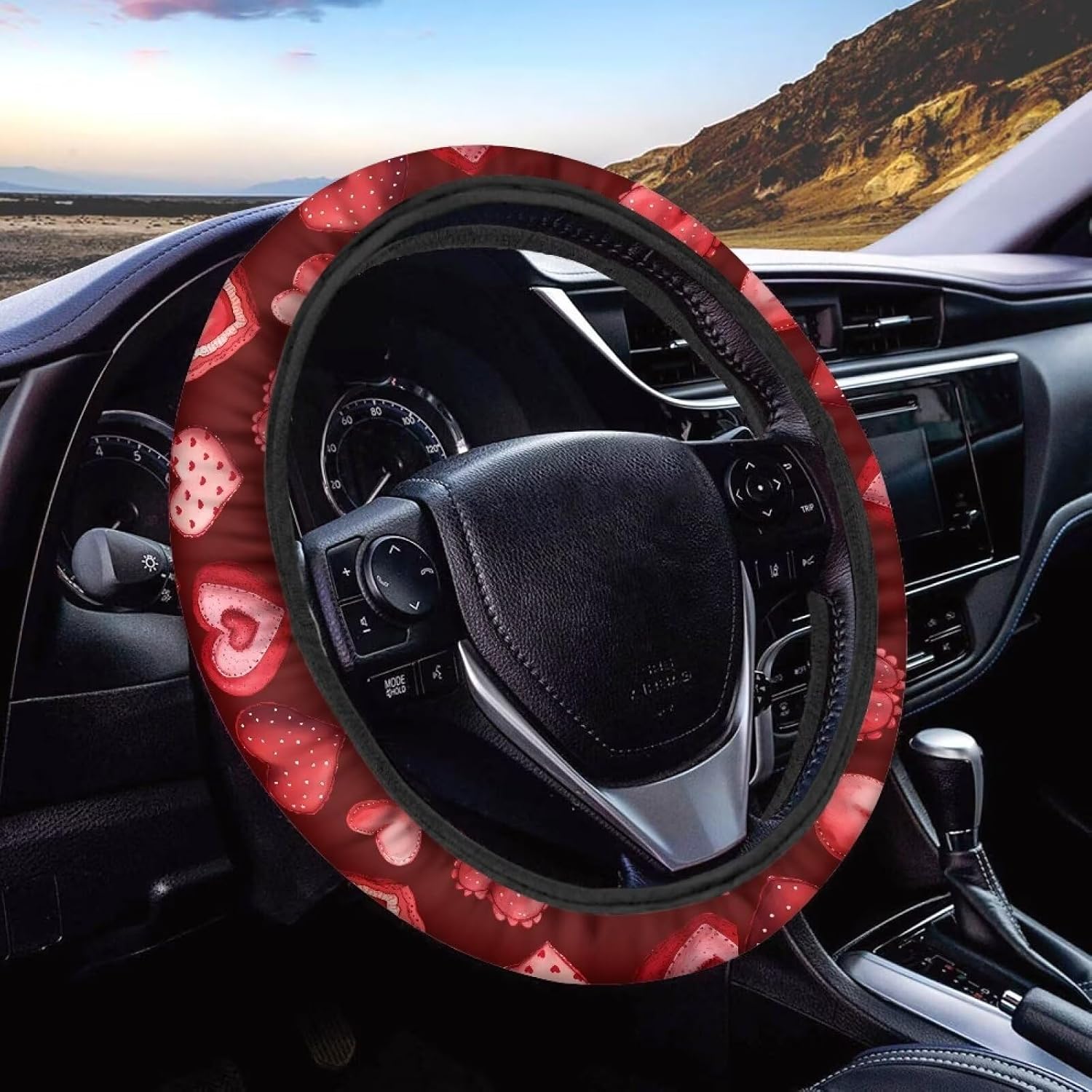 GLENLCWE Vintage American Flag Print Steering Wheel Cover for Women Men,Patriotic Steering Wheel Protector Decorative Universal