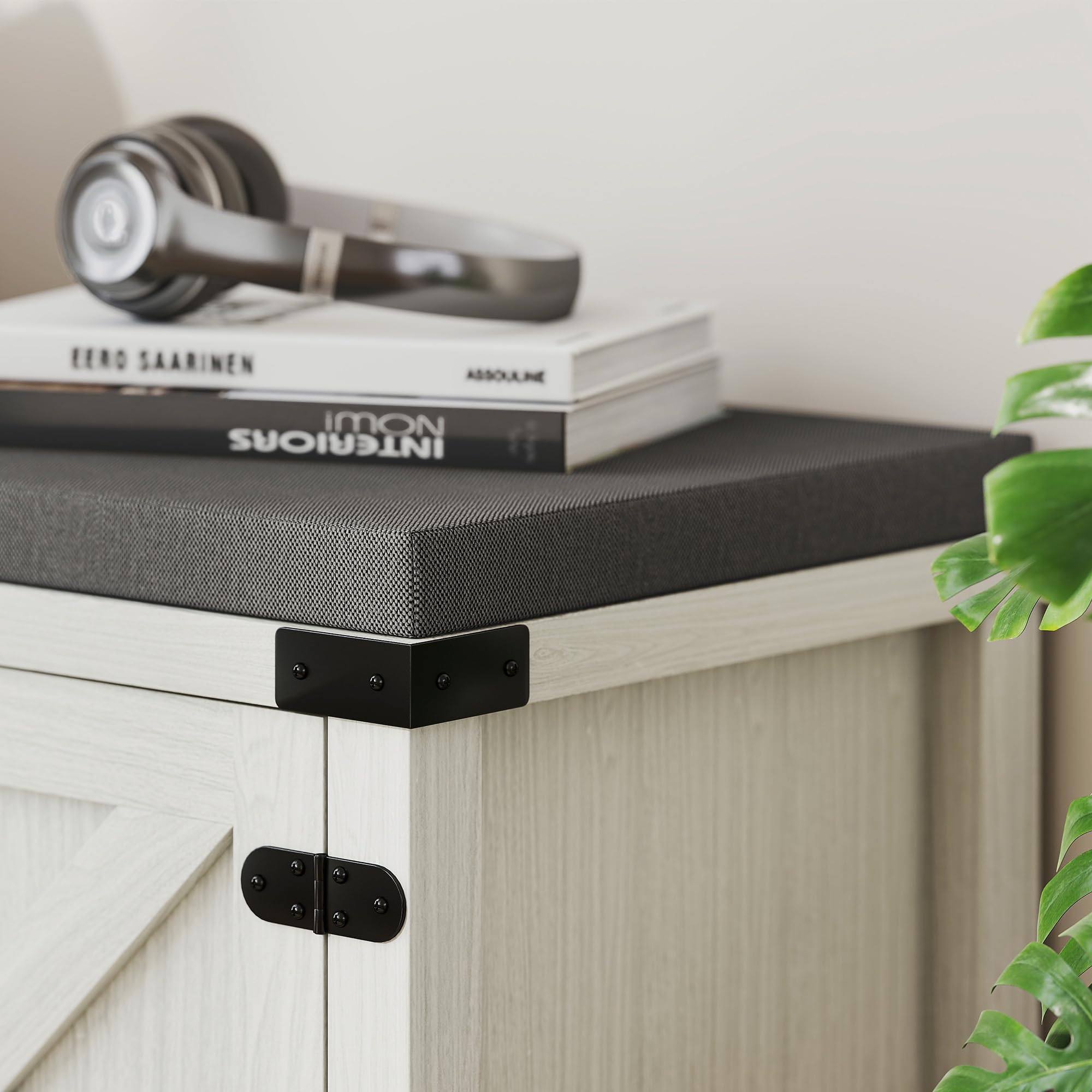 HOMCOM Banco Zapatero Rústico con Asiento Organizador de Zapatos con Compartimentos para 7 Pares Cojín para Entrada Salón Dormitorio 100x40x48 cm Blanco Grisáceo y Gris