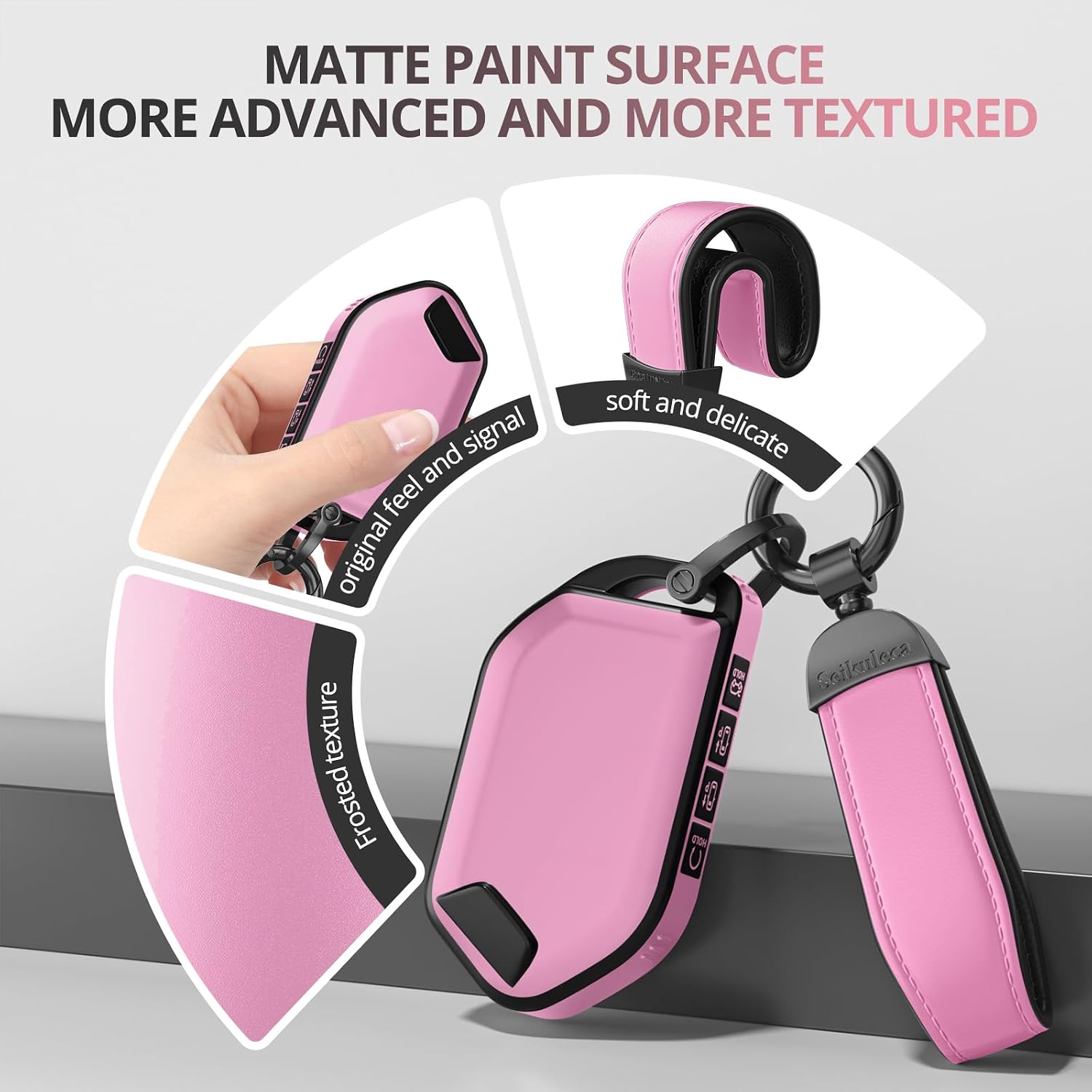 for Kia Key Fob Cover - Matte TPU Key Fob Cover with Leather Keychain image 4
