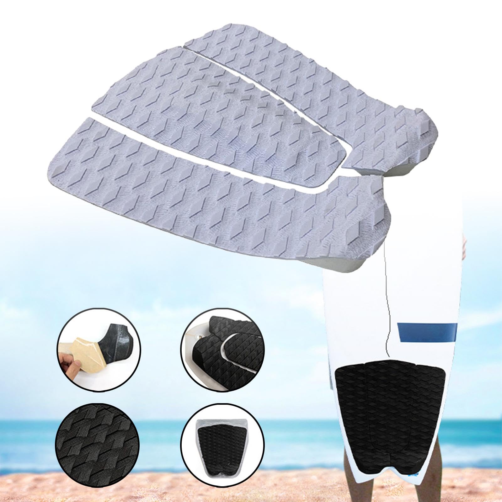 3X Planche de Surf Traction Pad Deck Grips Mat Anti Slip Stomp Foot Pads Deck Tail Pads Planches de Surf Pads pour Skimboard Bodyboards Planches de