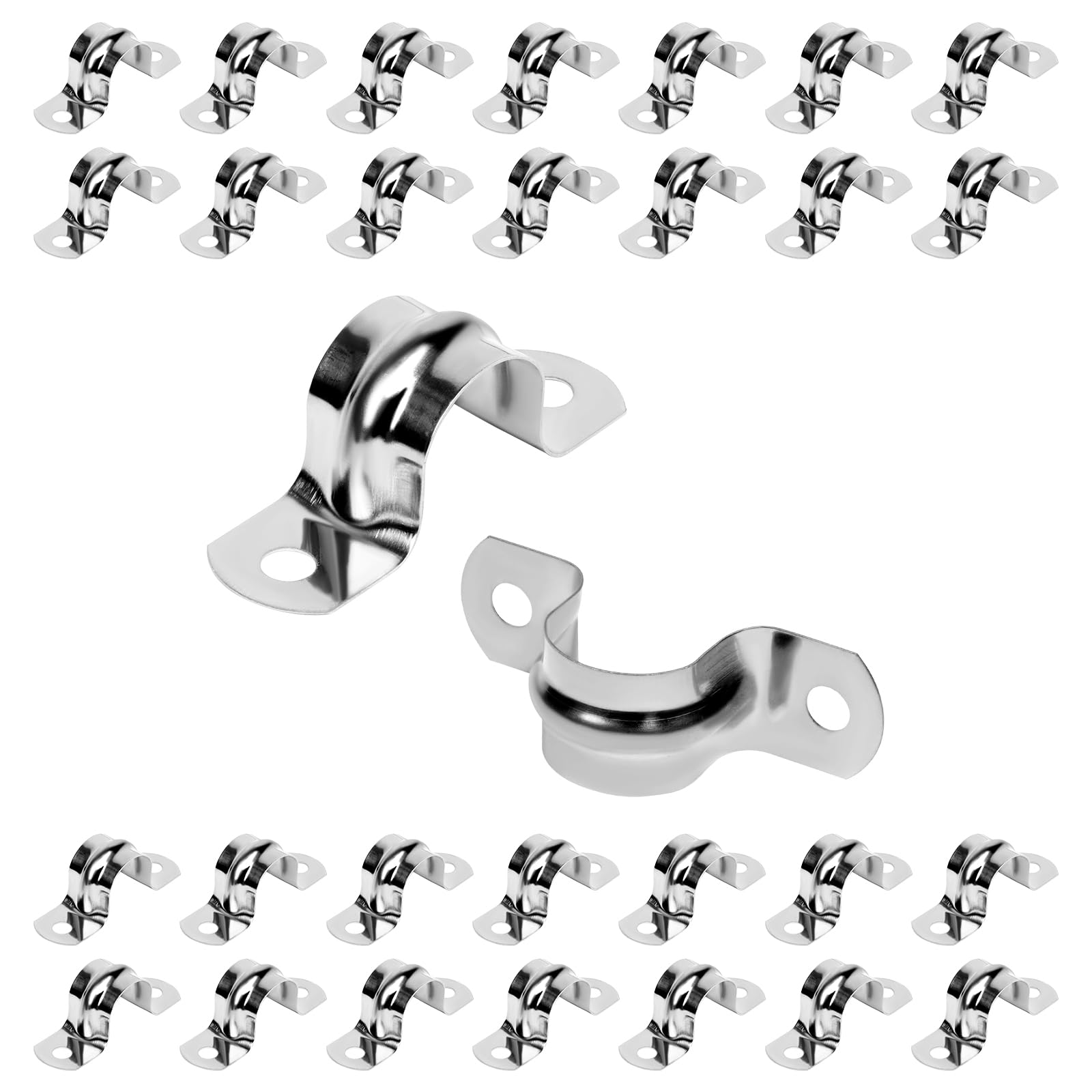JDHGSHL 30Pcs 3/4 Inch Stainless Steel Conduit Clamps, 2 Hole Strap U Bracket Rigid Pipe Strap, Tension Clips U-Tube Clamp for Pipe Fixing on Various