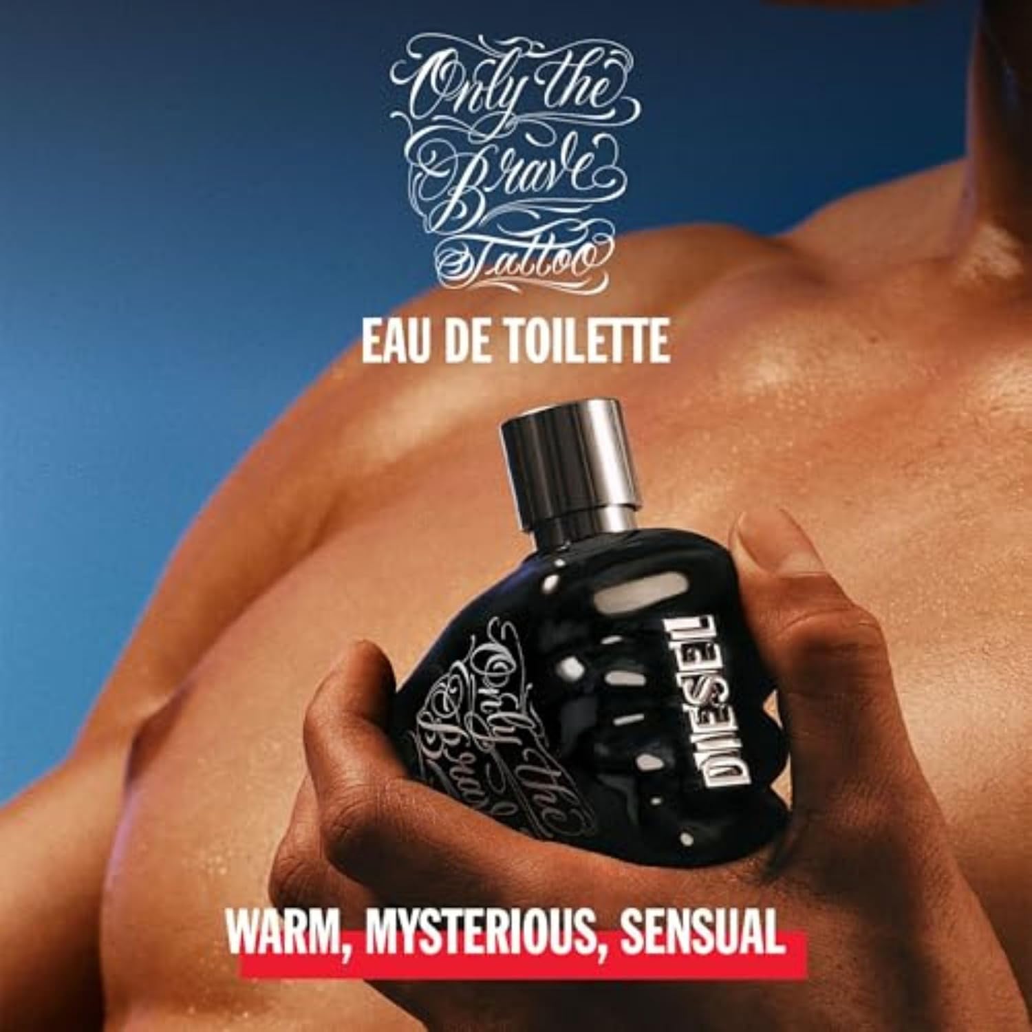 Diesel Only The Brave Tattoo, Eau de Toilette for Men, Woody Scent With Notes of Citrus, Sage, Pepper & Tobacco, 6.8 Fl. Oz.