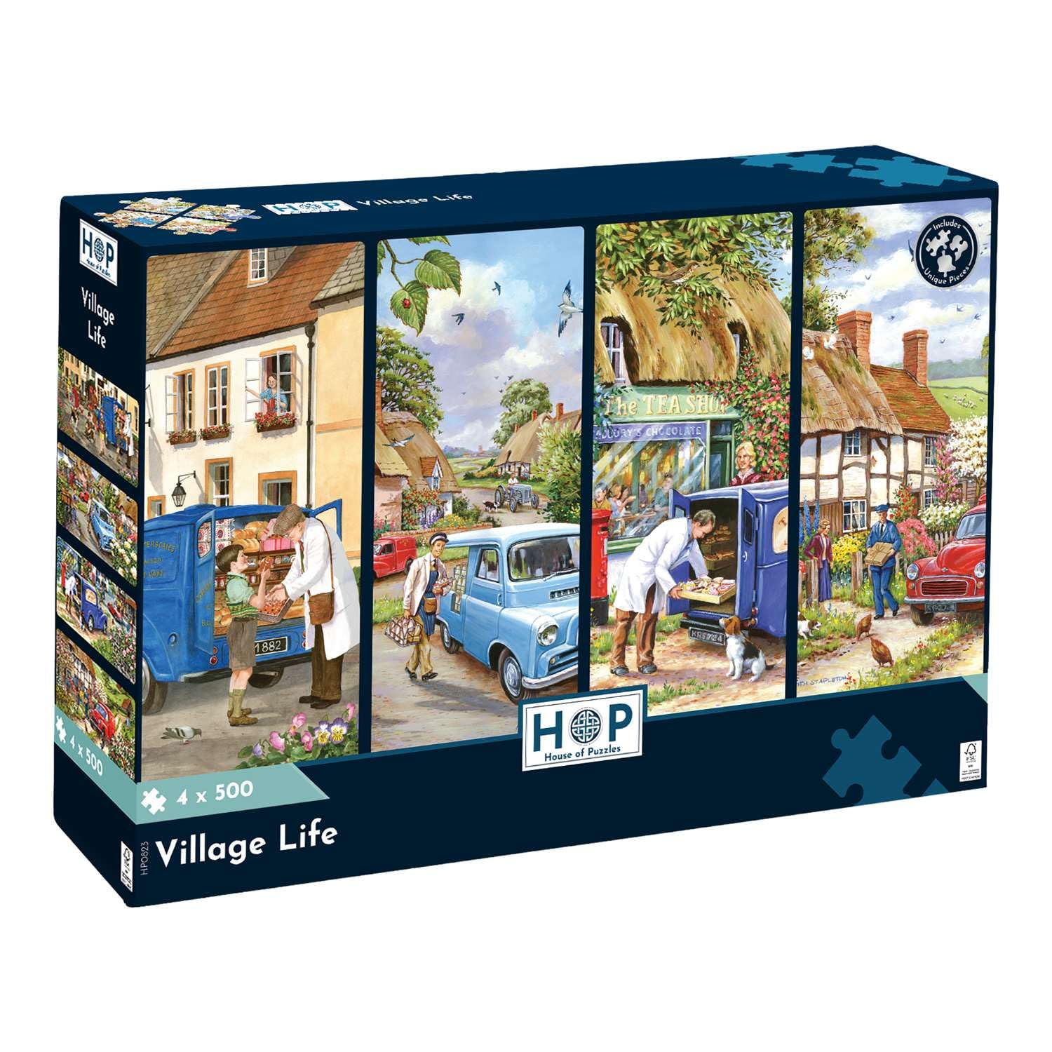 The House of Puzzles Village Life Puzzle 4 x 500 Piece Jigsaw Multipack Set โ image 1