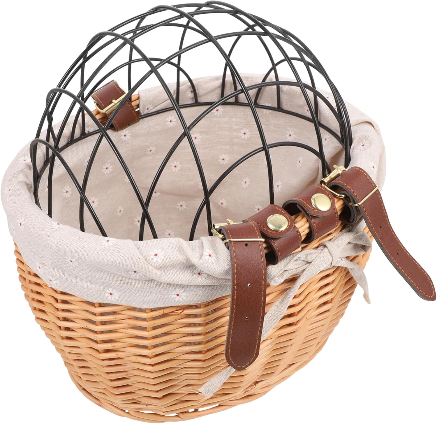 Happyyami Pet Bike Basket with Sturdy Iron Frame for Front Handlebar Wear Resistant Dog Carrier Bag Easy to Install and Portable Cycling Seat Basket for Dogs and Cats