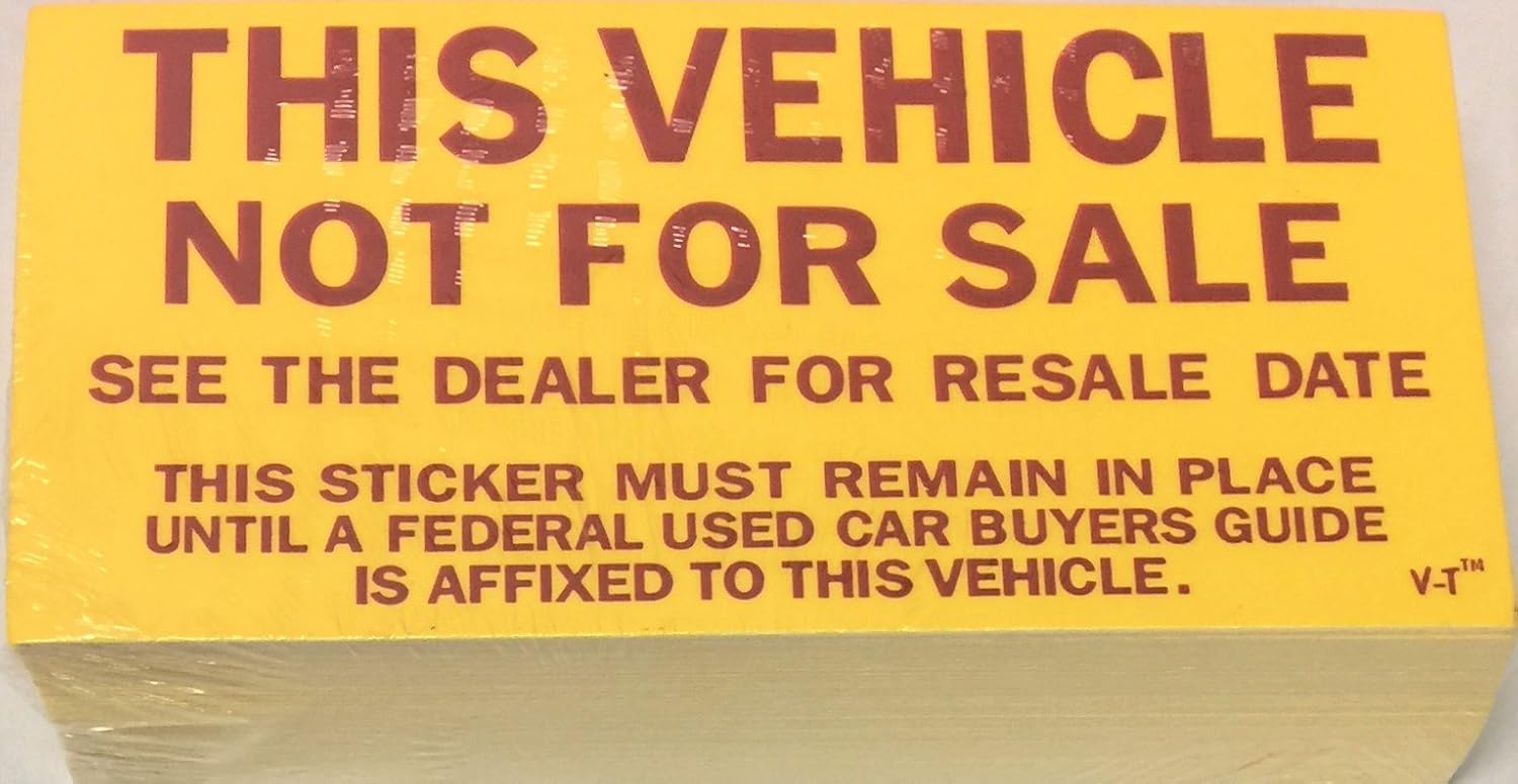 Vehicle Not for Sale Sticker Quantity 100 (F12)