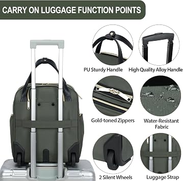 EMPSIGN Underseat Carry On Wheeled 16 Bag with Wheels, Army Green