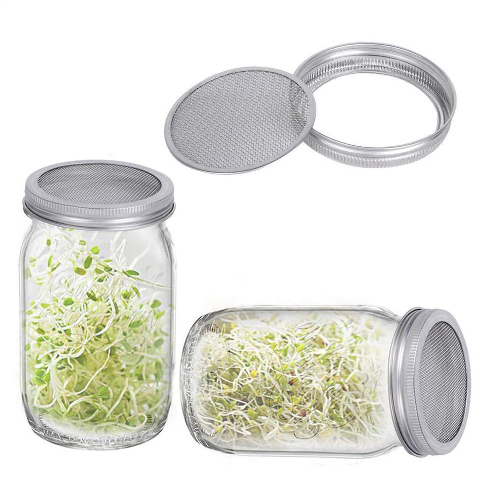 Couvercles de germination en verre | Lot de 2 pots en verre germé de 950 | ml | Kit de germination en verre Jasr avec opaque pour cultiver du brocoli, de la luzerne et des haricots mungo ( non