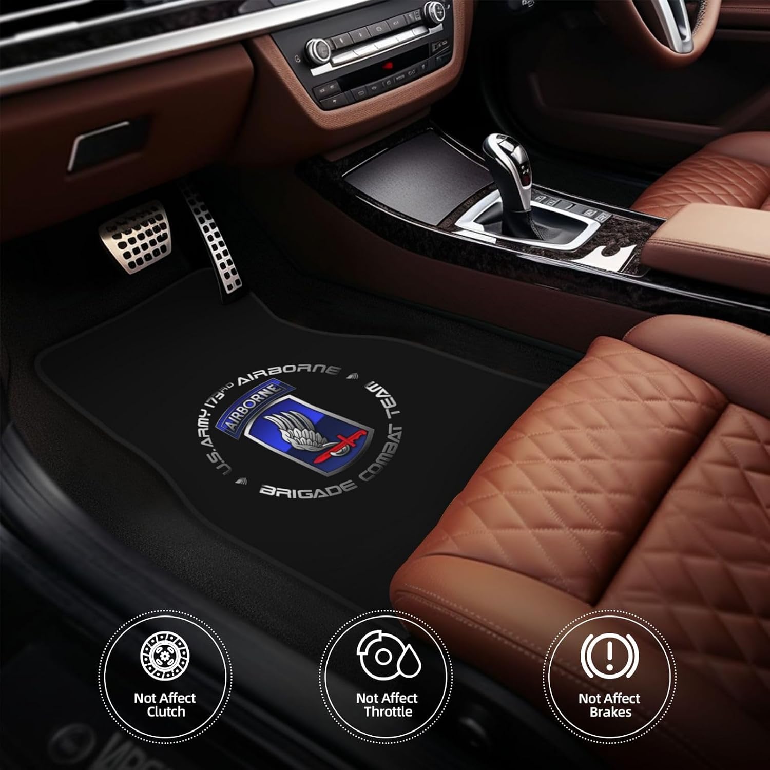 173 Airborne Brigade SSI Floor Mats for Cars, All-Weather Car Mats, Fit Automotive Floor Mats for Cars Trucks SUV, Universal Floor Liner Car Accessories