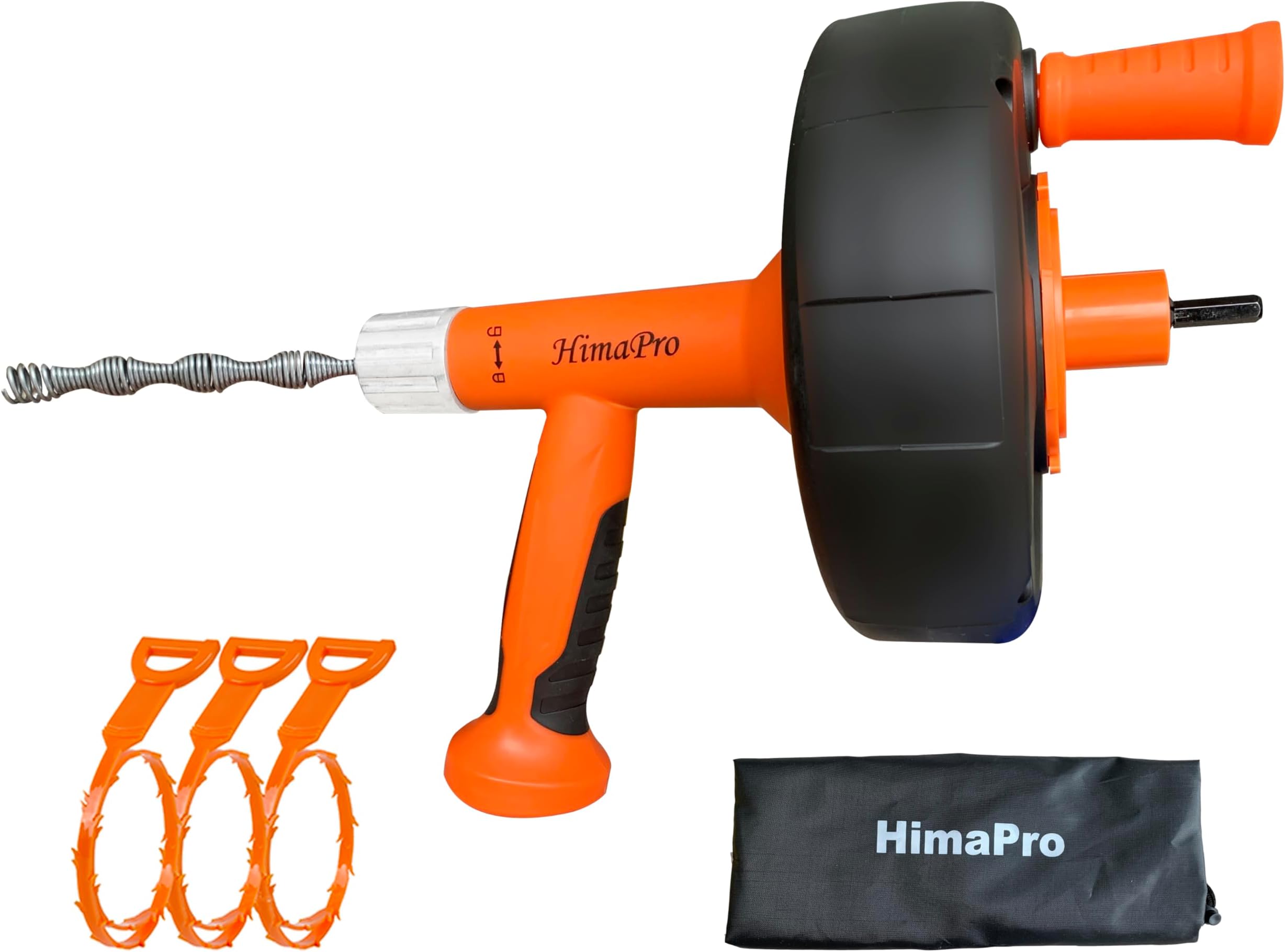 Drum Auger 1/4 INCH x 25 Feet with Drill Adapter | Heavy Duty Flexible Plumbing Snake Drain Auger | Clog Remover Plumbing Pipe Unblocker for Sewer, Bathroom, Sink, and Shower