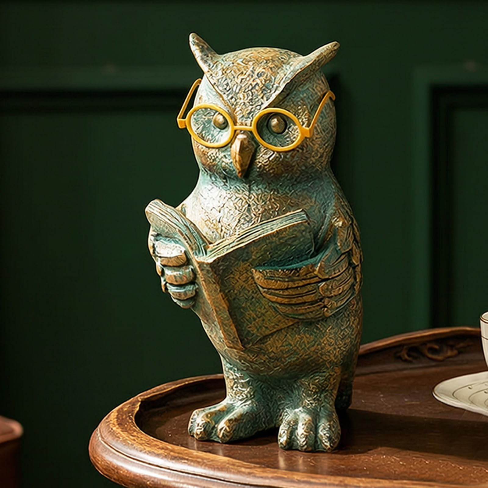 Zestaw figurek zwierząt w stylu retro, sowa, królik, szop, statuetka ze świecącymi w ciemności okularami na biurko, regał na książki, dekoracja domu, B Onesize