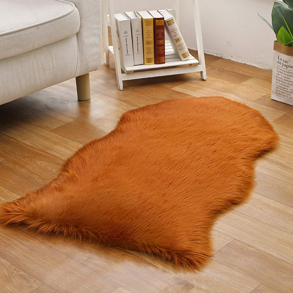GueTTO Fluffy Faux Sheepskin Area Rug, Super Soft Fluffy Bedroom Rug Faux Sheepskin Fur Rug, Fluffy Rug, Super Soft Fur Carpet Floor Mat for Home Living Room Sofa Floor Bedroom,H,40x60cm
