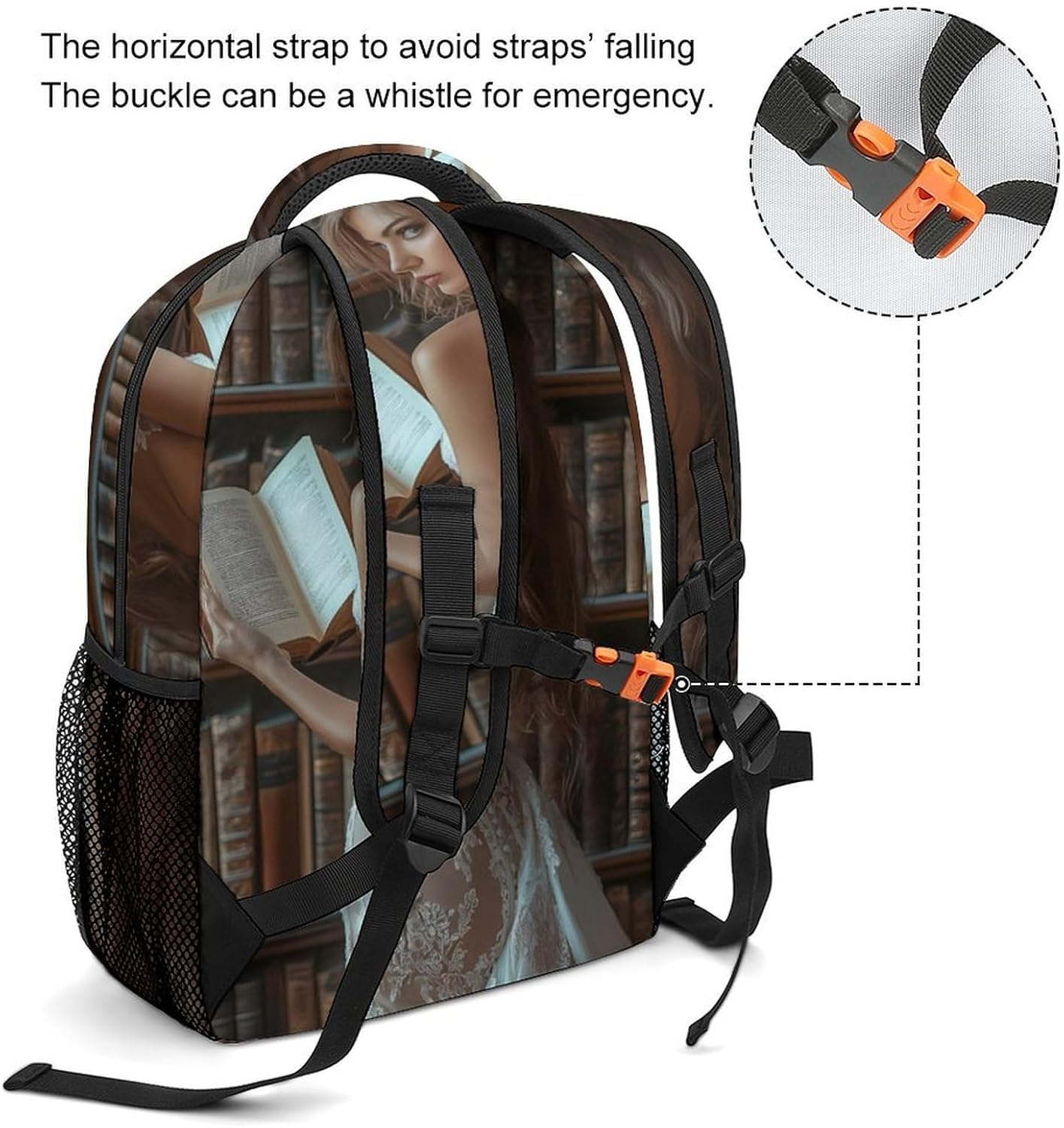 Woman Portrait Oil Painting Laptop Backpack Lightweight Travel Daypack Shoulder Bag for Men Women