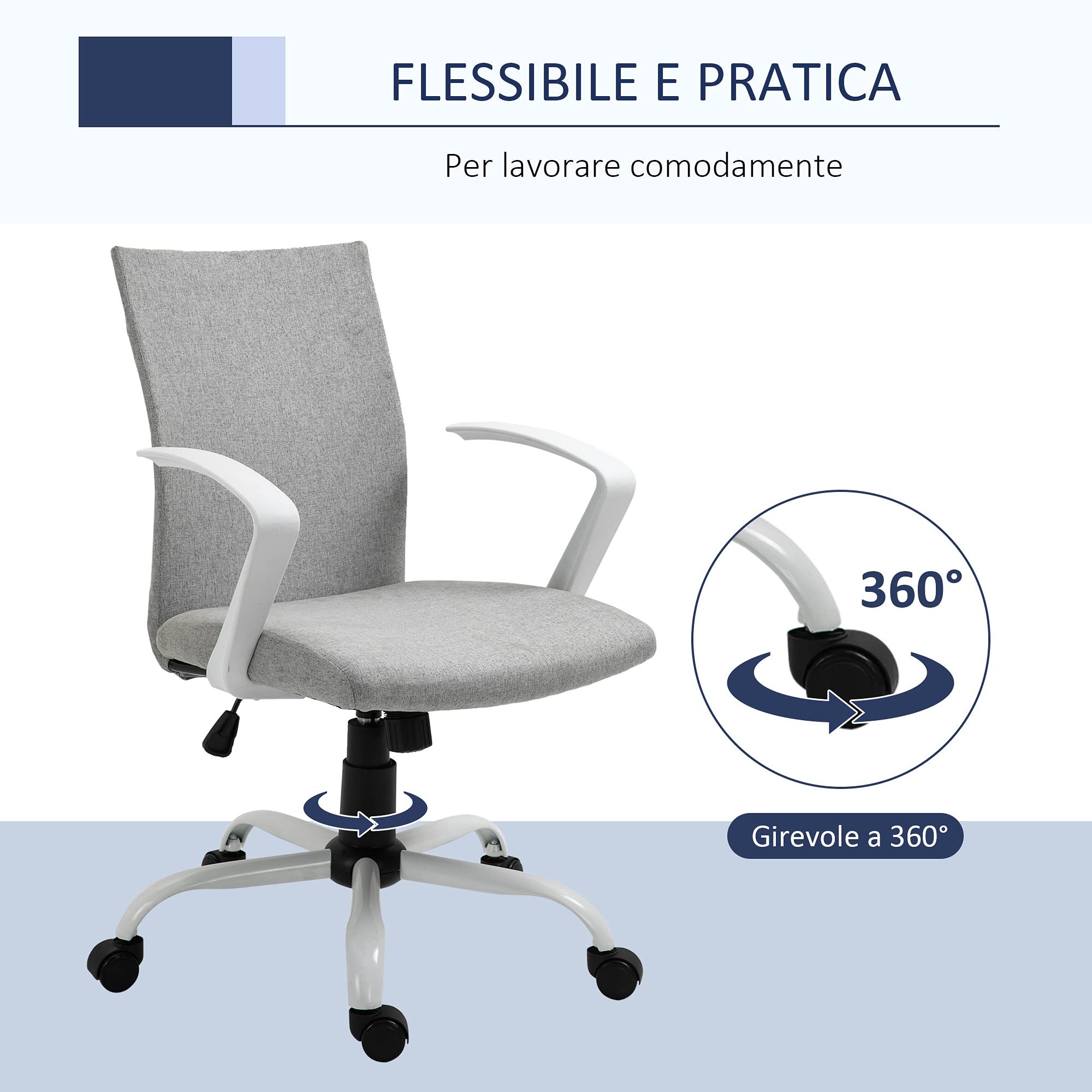 VINSETTO SEDIA DA Ufficio Girevole Ergonomica con Dondolo Finta Pelle Bianco EUR 89,95 - IT