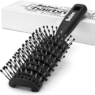 BALON Vent Hair Brush for Women & Men - Speed Dry, Pain-Free Detangling for Wet/Dry Curly Straight All Hair Types (Black)