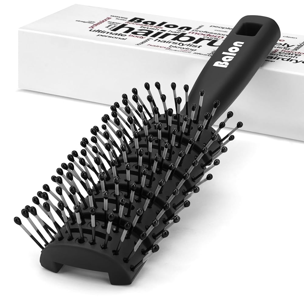 Balon Hair Brush for Women & Men, Speed Dry Vent Hair Brushes, Pain-Free Detangling Brush for All Wet or Dry, Curly Hair Brush(Black)