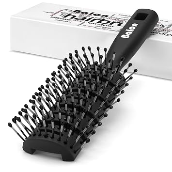 Balon Hair Brush for Women & Men, Speed Dry Vent Hair Brushes, Pain-Free Detangling Brush for All Wet or Dry, Curly Hair BrushBlack