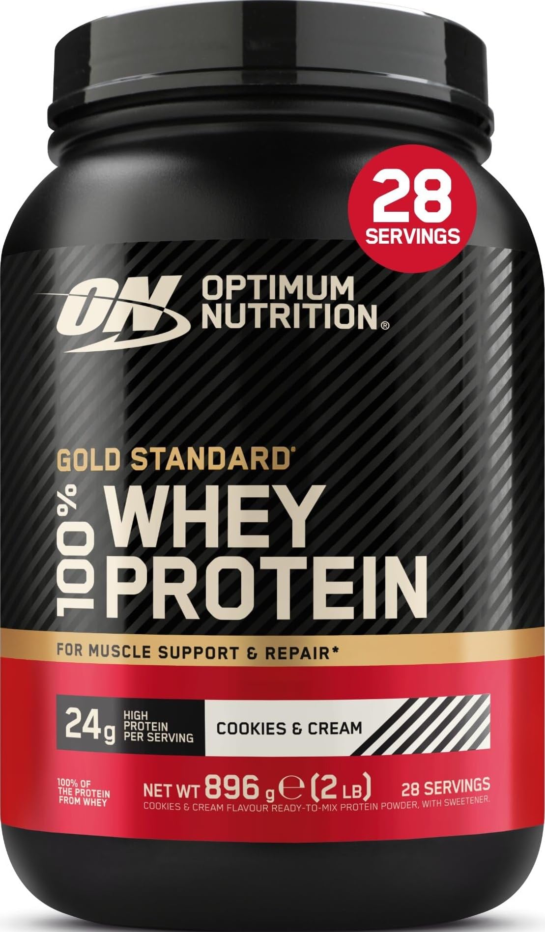 Optimum Nutrition Gold Standard 100% Whey Protein Powder, 896 g