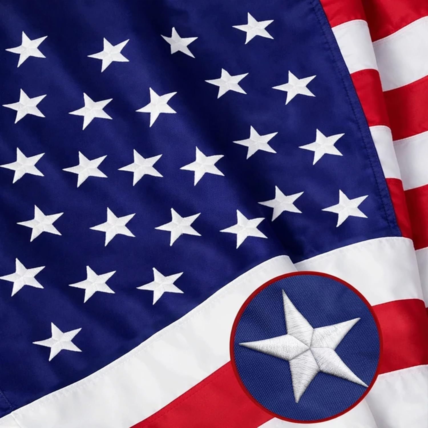 American Flag 6x10FT Outdoor -USA Heavy Duty Nylon US Flags Long Lasting US Flag with Embroidered Stars, Sewn Stripes & Brass Grommets Water-Resistant Perfect for Outdoor Use All Weather