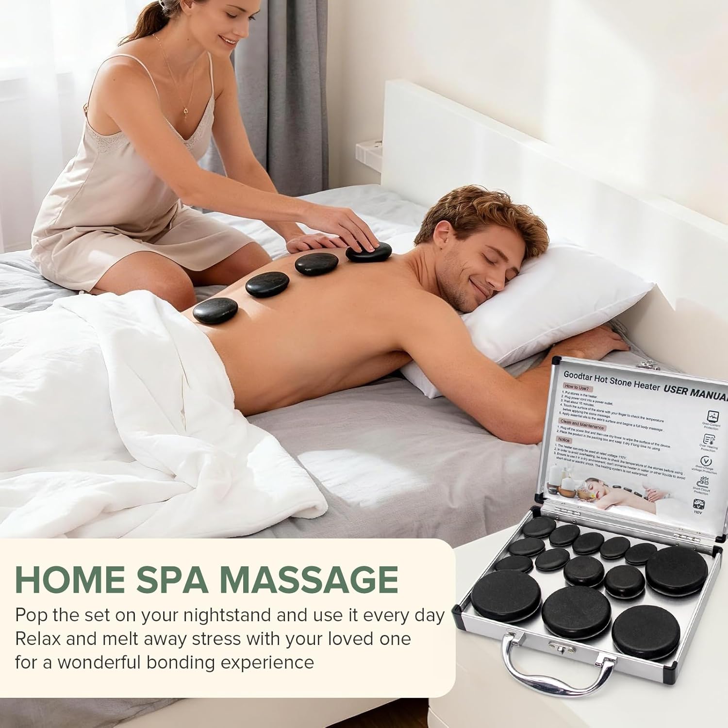 Hot Stones Massage Warmer Kit, 14 PCS Hot Stones Massage Set and Heater Kit, Electric Rocks Basalt Stone Massager for Professional Therapy/Home SPA Use 110V (Small Size)