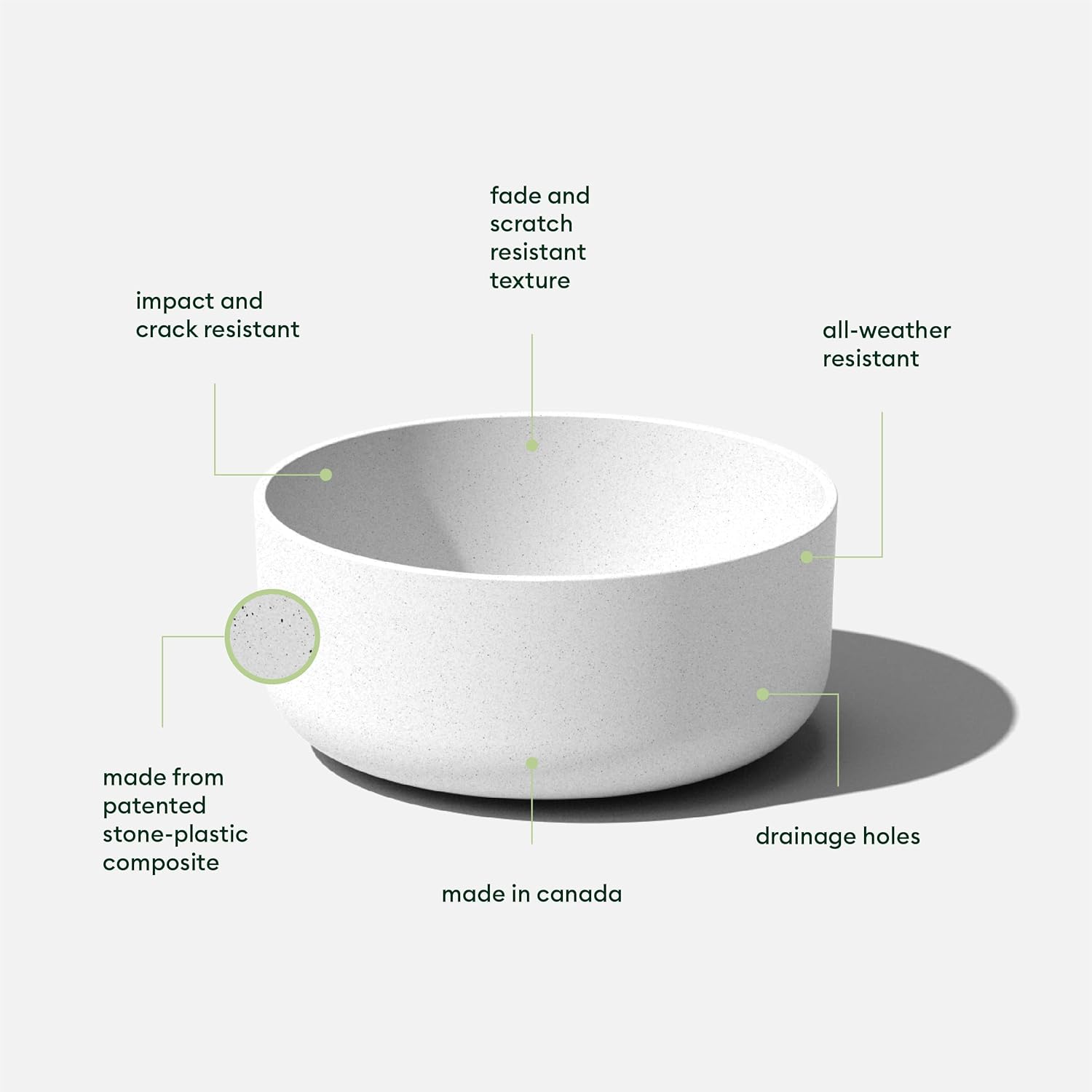 Veradek Mason Series Kona Bowl Planter - Round Planter for Indoor or Outdoor Tabletop/Balcony | Durable Plastic-Stone Composite Material | Modern Décor for Flowers, Succulents, Small Plants