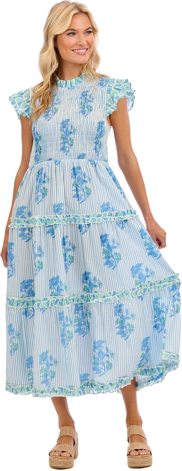 Mud Pie Women's Perin Smocked Midi Dress