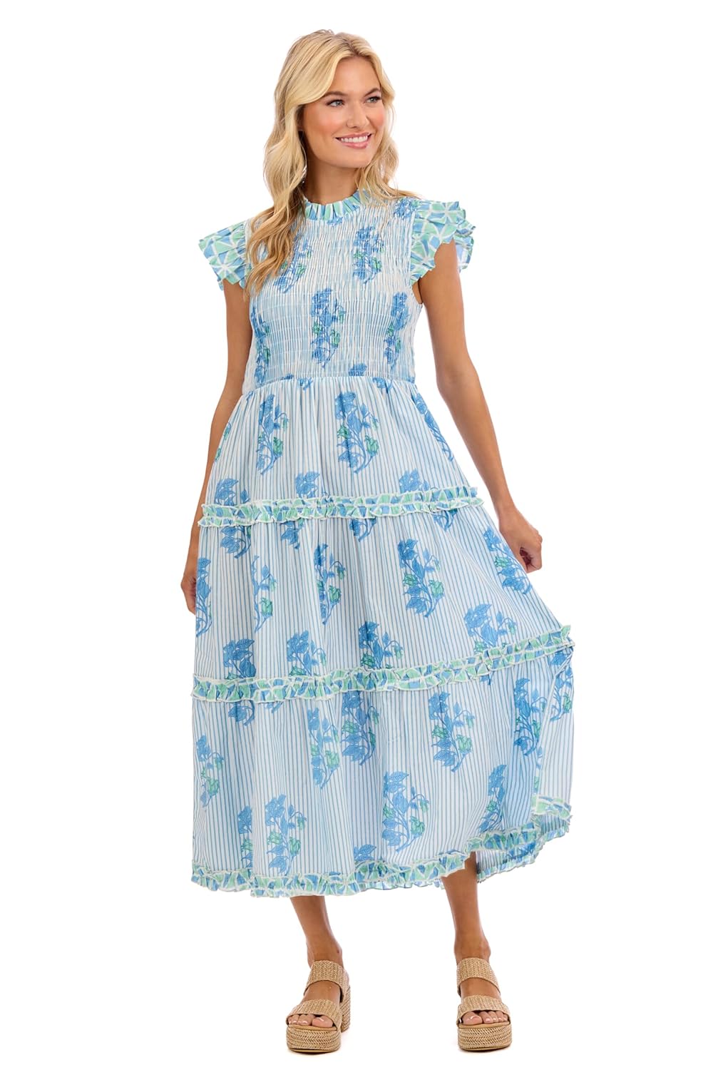 Mud Pie Women's Perin Smocked Midi Dress