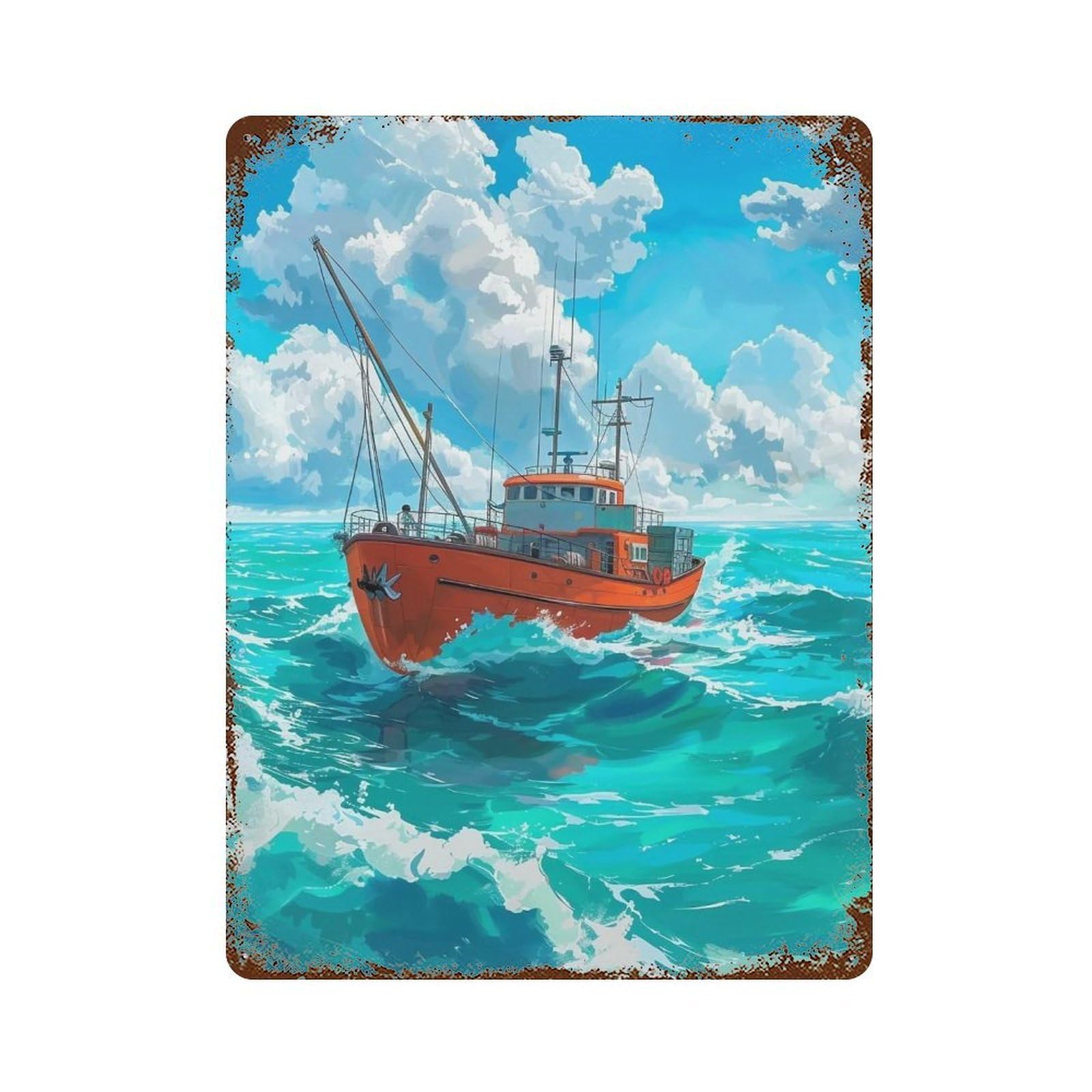 HDURYEYRYY Voyage Under Cumulus Skies 02 Wall Retro Iron Vintage Art Metal Tin Sign Poster Modern Home Cofffee Club Art Bar Shop Decor 40x30cm