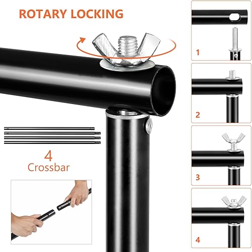 Miniatura 4 de Soporte para telón de fondo, kit de soporte de fondo para fotos de MSKIRA de 10 x 7.5 pies, soporte ajustable en la parte posterior, sistema de