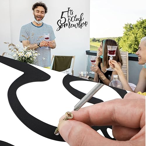 Miniatura 3 de Demissle Decoración de barra de metal para el hogar con texto en inglés "It's 5 O'clock Somewhere", decoración de pared de 10 x 15 pulgadas, barra